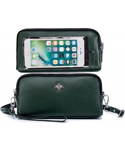 Genuine Leather Touch Screen Phone Bag Case Wristlet Handbag Wallet for Women Girls L4- Green $16.50 Wristlets