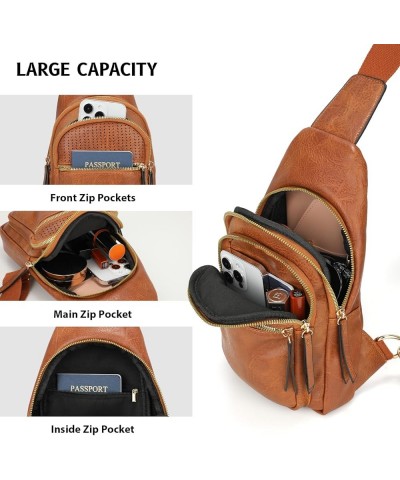 Small Sling Bags for Women Crossbody Purse Fanny Pack Faux Leather Cross Body Bag for Travel Brown $12.74 Crossbody Bags