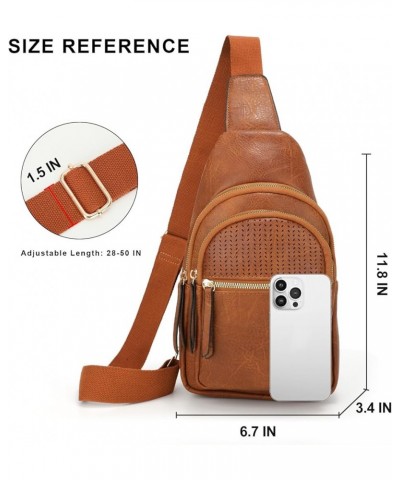 Small Sling Bags for Women Crossbody Purse Fanny Pack Faux Leather Cross Body Bag for Travel Brown $12.74 Crossbody Bags