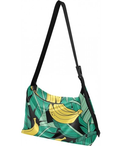 Summer Vibes Palm Trees Crossbody Bags Cross Body Bag for Woman Leather Shoulder Bag PU Leather Bananas Leaves on Black $20.3...