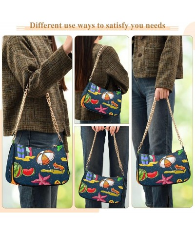 Cat Mouse Navy Pattern Shoulder Purse for Women Shoulder Bag Casual Purse Tote Handbag Cute Doodle Summer Pattern $10.00 Totes