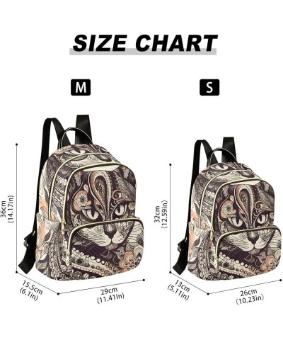 Women's Small Fashion Backpack Ethnic Art Cat Print Ladies Travel Daypack Aesthetic Shoulder Bag 10.2×5.1×12.5 IN $17.59 Back...