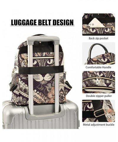 Women's Small Fashion Backpack Ethnic Art Cat Print Ladies Travel Daypack Aesthetic Shoulder Bag 10.2×5.1×12.5 IN $17.59 Back...