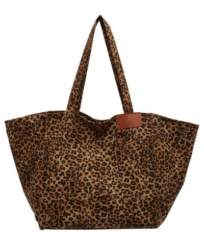 Women's Leopard Print Canvas Tote Bag Large Shoulder Bag for Women Casual Hobo Tote Bag Handbag Purse Brown Leopard $13.34 Totes