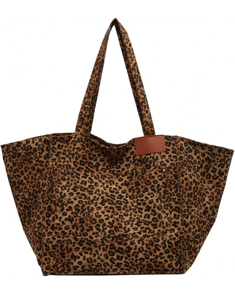 Women's Leopard Print Canvas Tote Bag Large Shoulder Bag for Women Casual Hobo Tote Bag Handbag Purse Brown Leopard $13.34 Totes