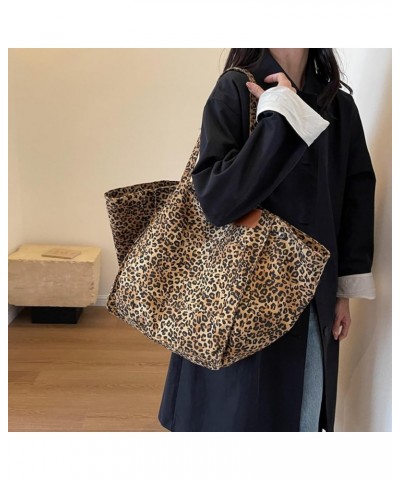 Women's Leopard Print Canvas Tote Bag Large Shoulder Bag for Women Casual Hobo Tote Bag Handbag Purse Brown Leopard $13.34 Totes