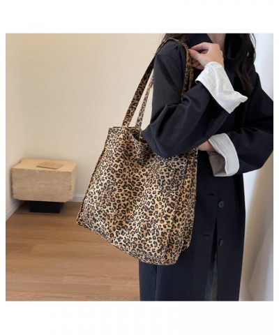 Women's Leopard Print Canvas Tote Bag Large Shoulder Bag for Women Casual Hobo Tote Bag Handbag Purse Brown Leopard $13.34 Totes