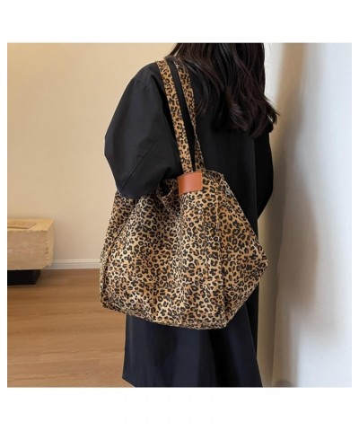 Women's Leopard Print Canvas Tote Bag Large Shoulder Bag for Women Casual Hobo Tote Bag Handbag Purse Brown Leopard $13.34 Totes