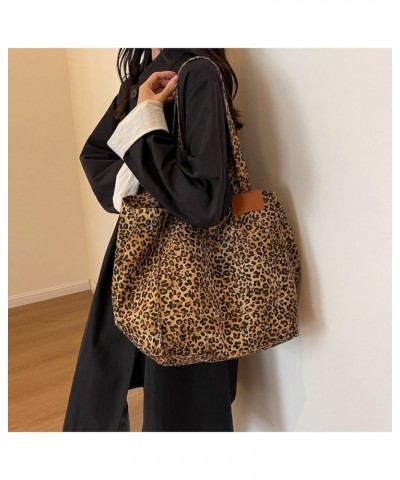 Women's Leopard Print Canvas Tote Bag Large Shoulder Bag for Women Casual Hobo Tote Bag Handbag Purse Brown Leopard $13.34 Totes