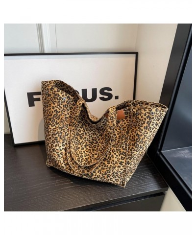 Women's Leopard Print Canvas Tote Bag Large Shoulder Bag for Women Casual Hobo Tote Bag Handbag Purse Brown Leopard $13.34 Totes