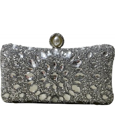 Crystal Box Clutch, Women Rhinestone Purse Handbag, Jeweled Evening Bags Silver $7.94 Evening Bags