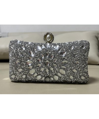 Crystal Box Clutch, Women Rhinestone Purse Handbag, Jeweled Evening Bags Silver $7.94 Evening Bags