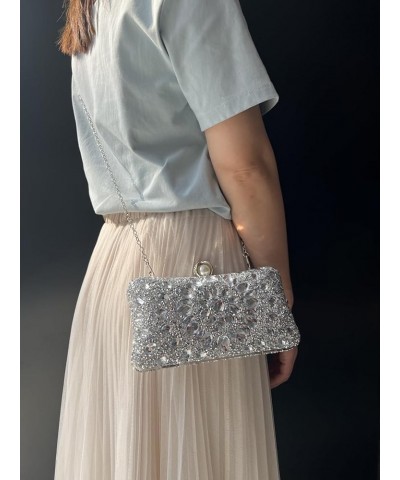 Crystal Box Clutch, Women Rhinestone Purse Handbag, Jeweled Evening Bags Silver $7.94 Evening Bags