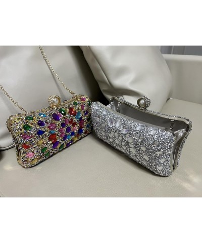 Crystal Box Clutch, Women Rhinestone Purse Handbag, Jeweled Evening Bags Silver $7.94 Evening Bags