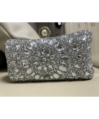 Crystal Box Clutch, Women Rhinestone Purse Handbag, Jeweled Evening Bags Silver $7.94 Evening Bags