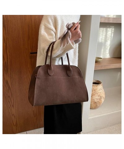 Suede Tote Bag, Women Suede Purse Tote Bag Crossbody Bags Vintage Top Handle Bag Fashion Retro Shoulder Satchel Bag Khaki-lar...