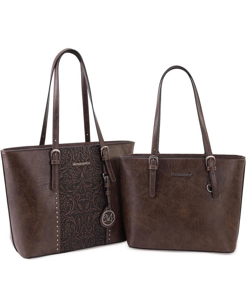 Tote Bag for Women Large Purse and Handbags Set Embossed Collection Purse 2Pcs Set 2 Set-coffee $24.29 Totes