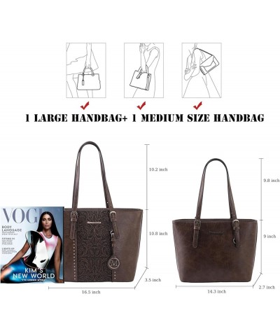 Tote Bag for Women Large Purse and Handbags Set Embossed Collection Purse 2Pcs Set 2 Set-coffee $24.29 Totes