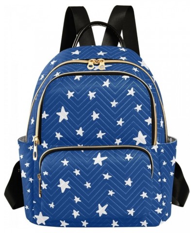 4th of July Women Backpack Navy White Doodle Stars Anti-Theft Travel Backpack Lightweight Handbag Roomy Weekend Bag Everyday ...