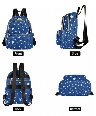 4th of July Women Backpack Navy White Doodle Stars Anti-Theft Travel Backpack Lightweight Handbag Roomy Weekend Bag Everyday ...