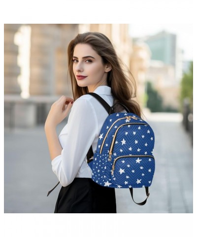 4th of July Women Backpack Navy White Doodle Stars Anti-Theft Travel Backpack Lightweight Handbag Roomy Weekend Bag Everyday ...