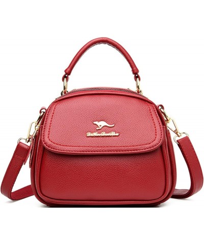 Women's Shoulder Bags Square Leather Crossbody Bags Women's Handbags Crossbody Bags Red $31.32 Shoulder Bags