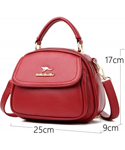 Women's Shoulder Bags Square Leather Crossbody Bags Women's Handbags Crossbody Bags Red $31.32 Shoulder Bags