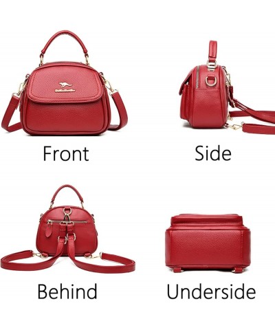 Women's Shoulder Bags Square Leather Crossbody Bags Women's Handbags Crossbody Bags Red $31.32 Shoulder Bags