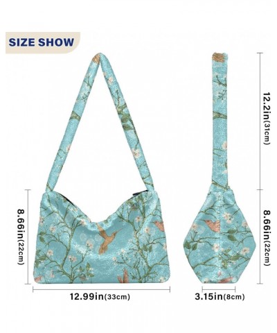 Birds Flowers Retro Shoulder Tote Bags for Women Furry Crossbody bag Hobo Handbag Purses for Traveling Shopping Working $8.61...