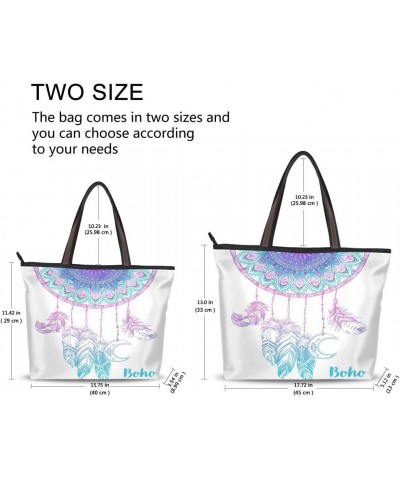 Woman Tote Bag Dream Catcher & Moon Boho Shoulder Handbag for Work Travel Business Beach Shopping $15.36 Shoulder Bags