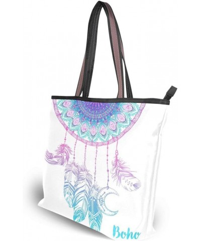 Woman Tote Bag Dream Catcher & Moon Boho Shoulder Handbag for Work Travel Business Beach Shopping $15.36 Shoulder Bags