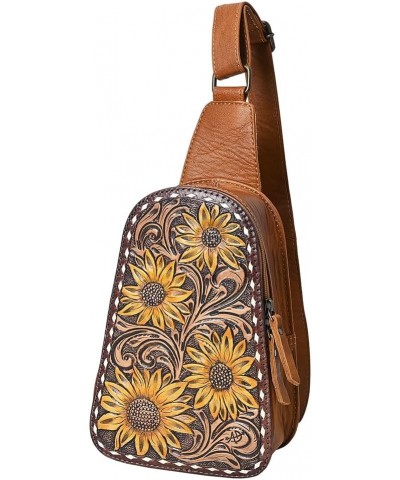 American Darling Sling Hand Tooled Genuine Leather Women Bag Western Handbag Purse Adbg1481a $45.98 Handbags