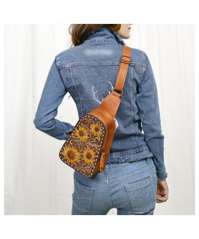 American Darling Sling Hand Tooled Genuine Leather Women Bag Western Handbag Purse Adbg1481a $45.98 Handbags