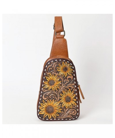 American Darling Sling Hand Tooled Genuine Leather Women Bag Western Handbag Purse Adbg1481a $45.98 Handbags