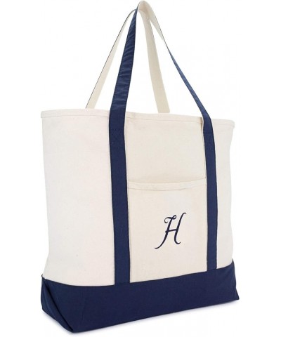 Monogram Tote Bag Personalized Navy Blue Initial A-Z H $11.75 Totes