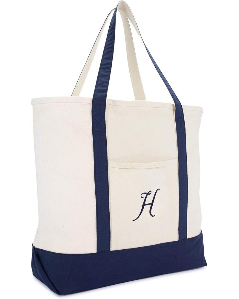 Monogram Tote Bag Personalized Navy Blue Initial A-Z H $11.75 Totes