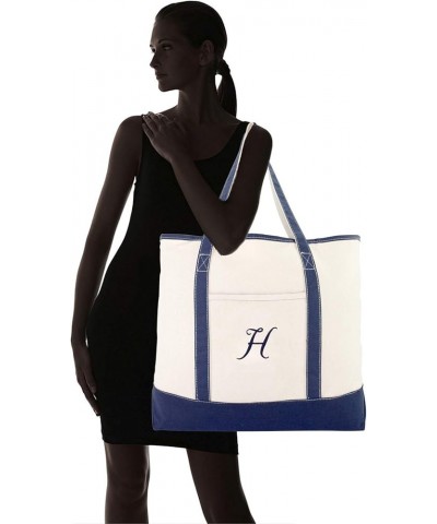 Monogram Tote Bag Personalized Navy Blue Initial A-Z H $11.75 Totes