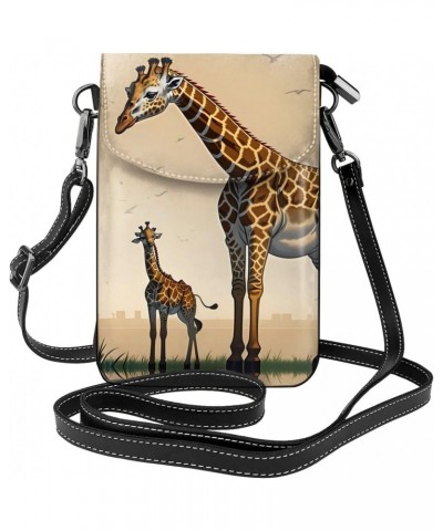 Mother And Child Giraffe Stylish Crossbody Bag,Synthetic Leather,Water-Resistant,Stain-Resistant,Soft Lining,7.6-Inch High,Pr...