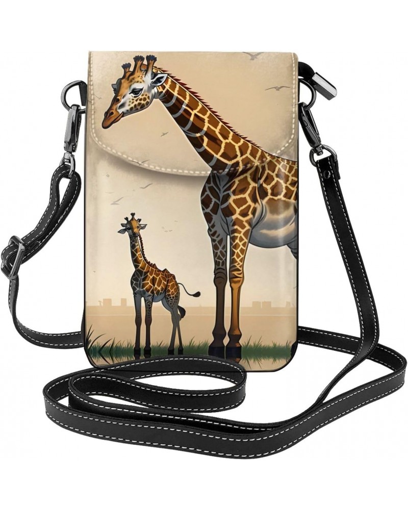 Mother And Child Giraffe Stylish Crossbody Bag,Synthetic Leather,Water-Resistant,Stain-Resistant,Soft Lining,7.6-Inch High,Pr...