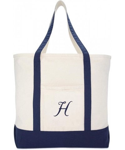 Monogram Tote Bag Personalized Navy Blue Initial A-Z H $11.75 Totes