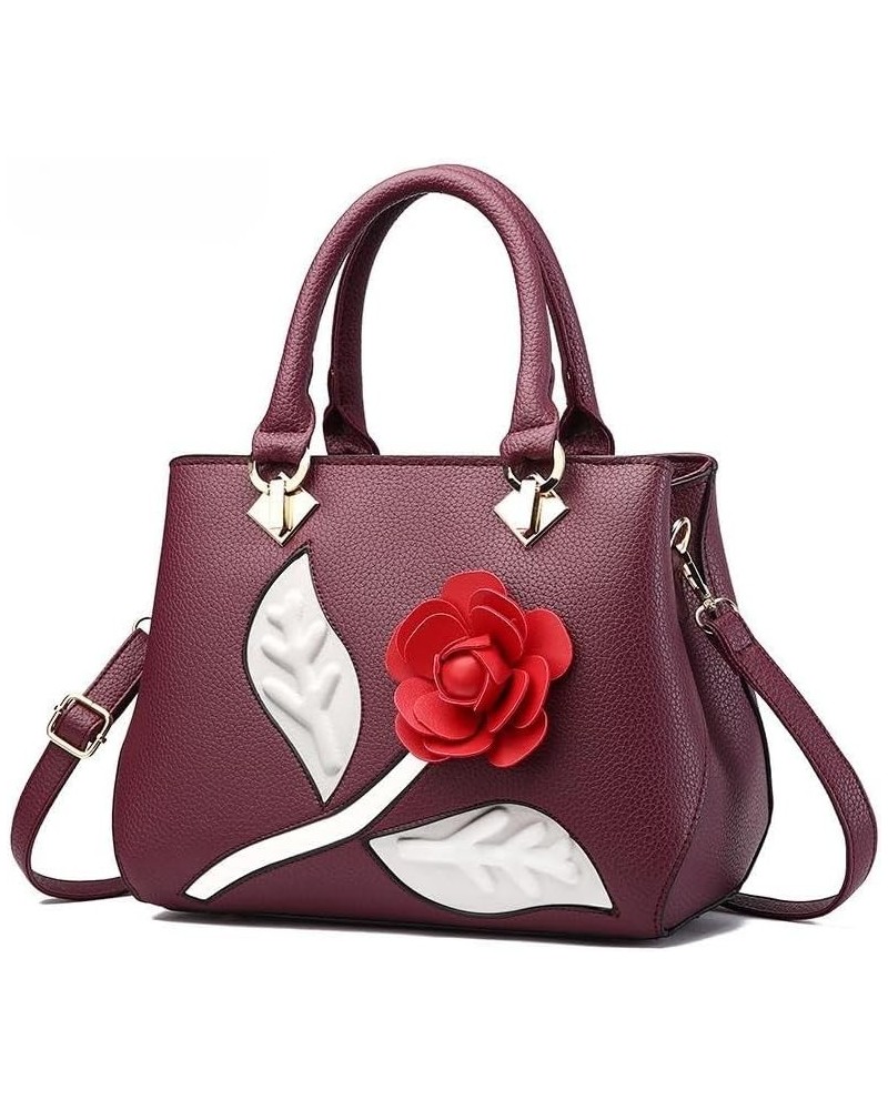 Design Sense Three-Dimensional Flower Delicate Big Handbag Women Handbags One-Shoulder Cross Body Bag Purple $16.33 Totes