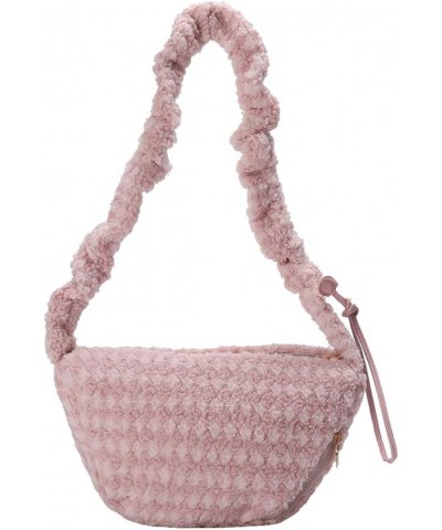 Drawstring Plush Tote Bag Versatile Fluffy Satchel Bag Fuzzy Crossbody Bag Women Furry Shoulder Bag Daily Dating Bag Pink $10...