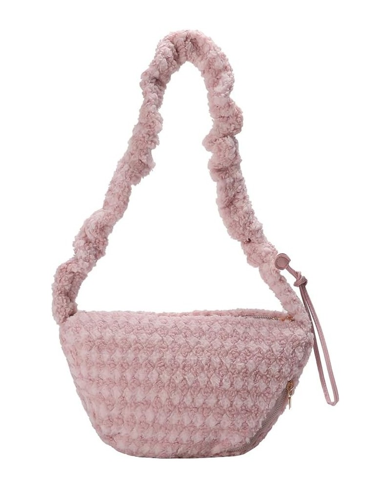 Drawstring Plush Tote Bag Versatile Fluffy Satchel Bag Fuzzy Crossbody Bag Women Furry Shoulder Bag Daily Dating Bag Pink $10...