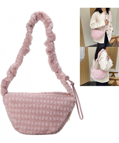 Drawstring Plush Tote Bag Versatile Fluffy Satchel Bag Fuzzy Crossbody Bag Women Furry Shoulder Bag Daily Dating Bag Pink $10...