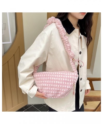 Drawstring Plush Tote Bag Versatile Fluffy Satchel Bag Fuzzy Crossbody Bag Women Furry Shoulder Bag Daily Dating Bag Pink $10...