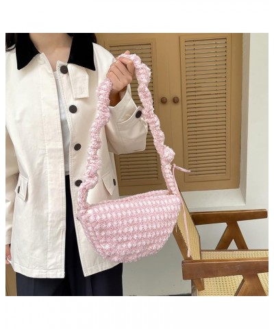 Drawstring Plush Tote Bag Versatile Fluffy Satchel Bag Fuzzy Crossbody Bag Women Furry Shoulder Bag Daily Dating Bag Pink $10...