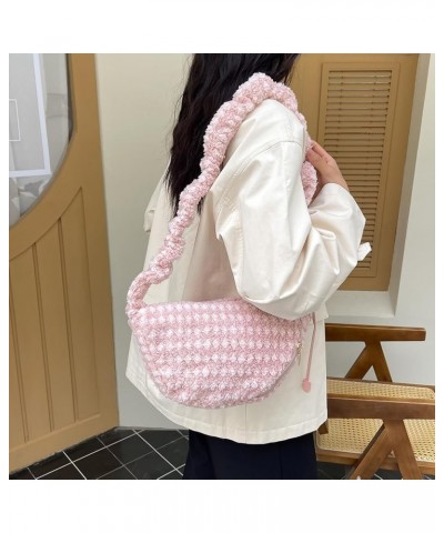 Drawstring Plush Tote Bag Versatile Fluffy Satchel Bag Fuzzy Crossbody Bag Women Furry Shoulder Bag Daily Dating Bag Pink $10...