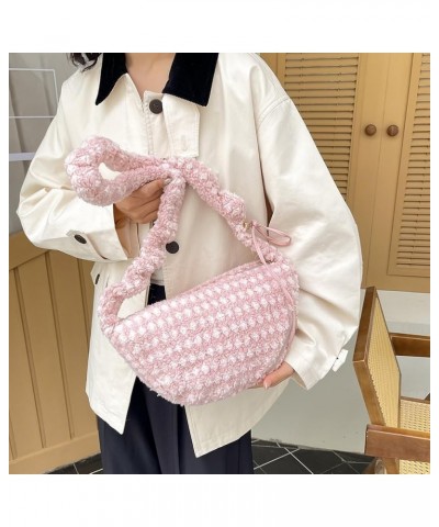 Drawstring Plush Tote Bag Versatile Fluffy Satchel Bag Fuzzy Crossbody Bag Women Furry Shoulder Bag Daily Dating Bag Pink $10...