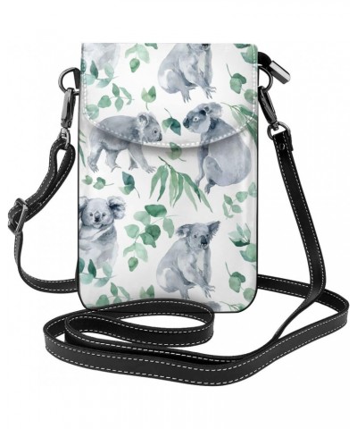 Koala Pattern Women Cell Phone Purse Small Crossbody Bag Leather Shoulder Bag Card Holder Wallet $18.99 Crossbody Bags