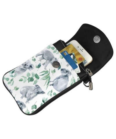 Koala Pattern Women Cell Phone Purse Small Crossbody Bag Leather Shoulder Bag Card Holder Wallet $18.99 Crossbody Bags